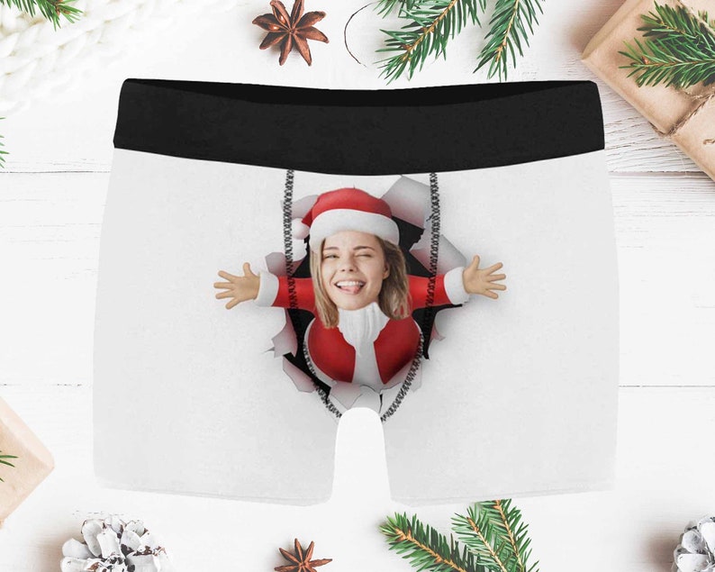 Custom Face Hug Men's Boxer Briefs Personalized Photo on Boxer Briefs As Christmas Gift