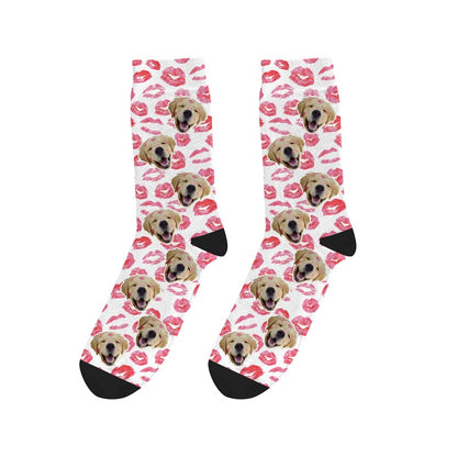 Custom Dog Face Socks With Sweet Lips Custom