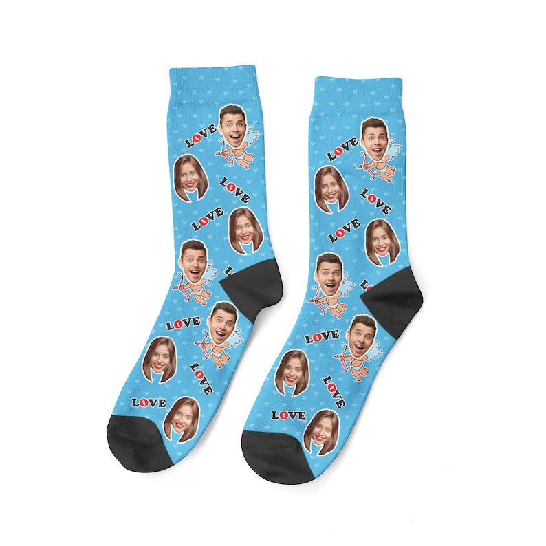 Cupid Socks Personalized Valentine's Socks Custom Face Socks