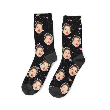 Custom Face Socks Space Socks Galaxy Socks Personalized