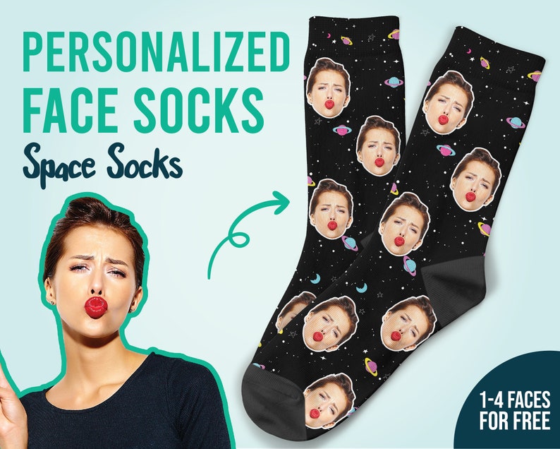 Custom Face Socks Space Socks Galaxy Socks Personalized