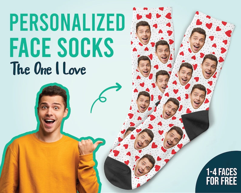 Custom Face Socks Custom Heart Photo Socks Face