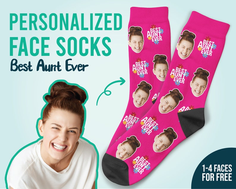 Best Aunt Ever Socks Personalized Aunt Face Socks