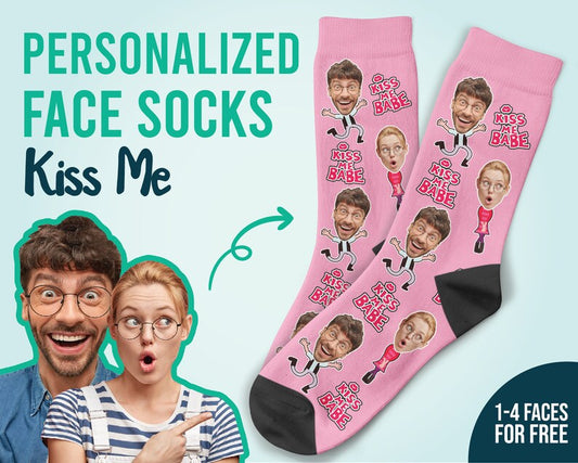 Kiss Me Babe Socks Funny Socks Personalized