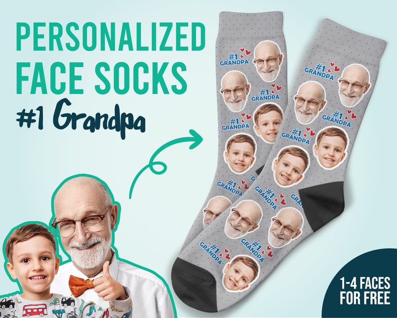 Number 1 Grandpa Socks Custom Face Socks