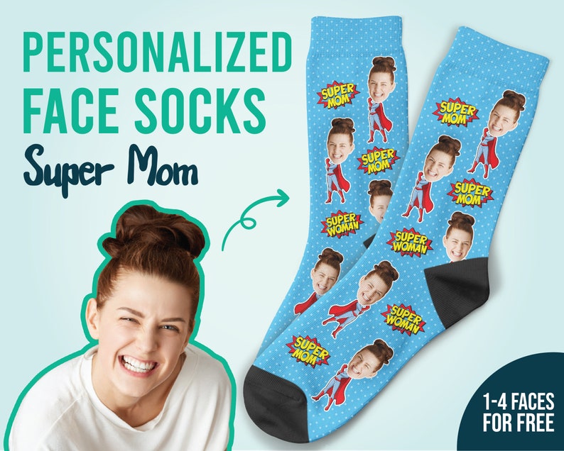 Super Mom Socks Custom Face Socks For Mom