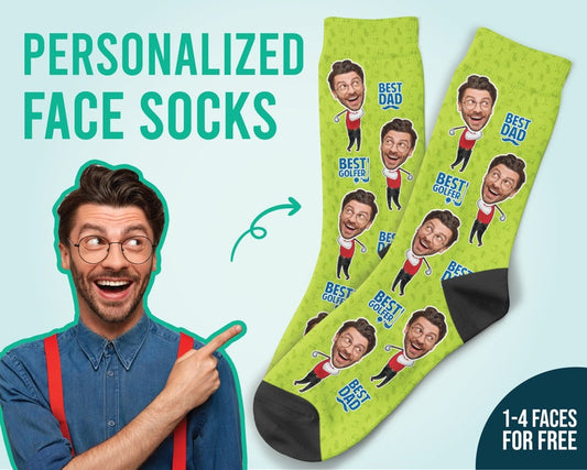 Golfer Dad Socks Custom Dad Face Socks Golf