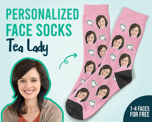 Tea Lady Socks Custom Face Socks Best Personalized