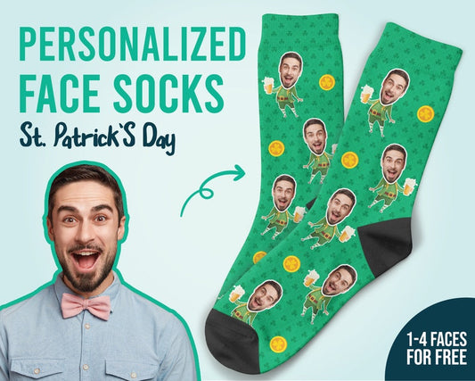 Custom Face St Patricks Day Socks Personalized