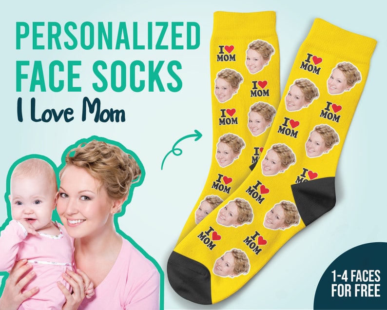 I Love Mom Socks Custom Mom Socks Personalized