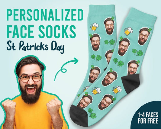 St Patricks Day Custom Socks Custom Face Socks