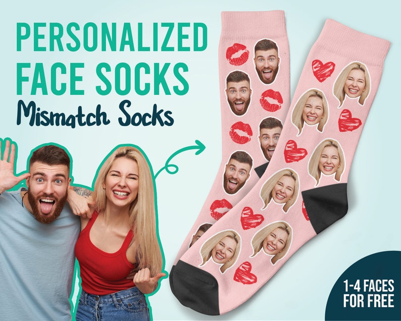 Custom Couple Face Socks Valentines Day Face Socks