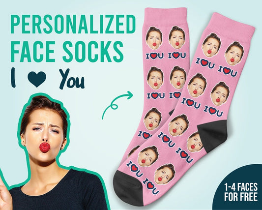 I Love You Custom Face Socks Personalized Gift