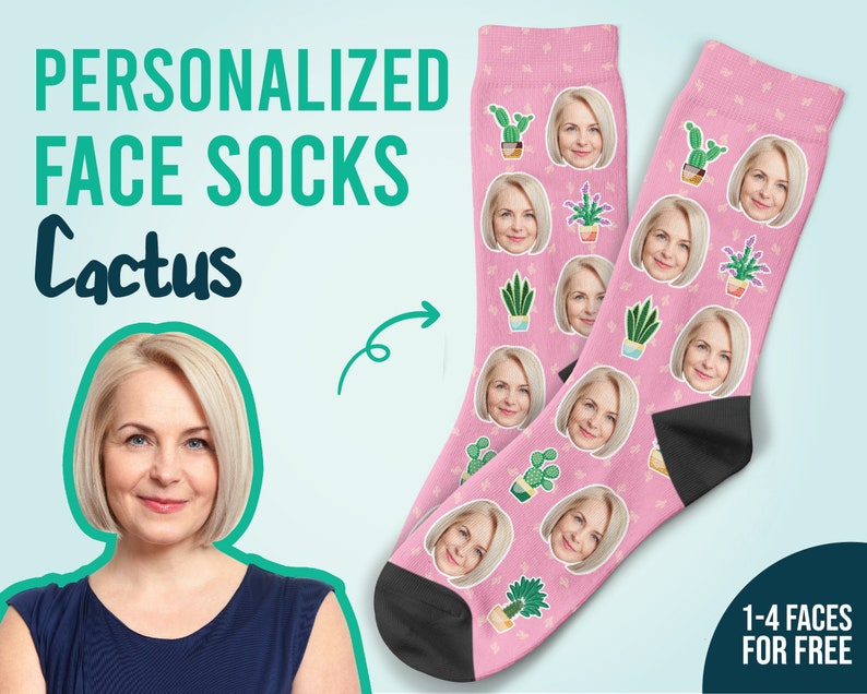 Cactus Socks Custom Face Socks Plant Socks Gardener