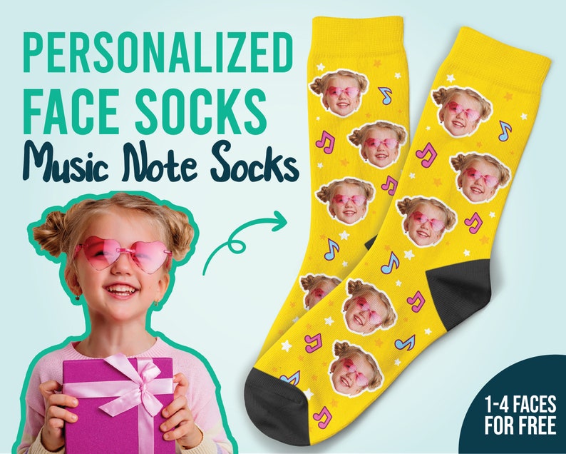 Music Note Socks Custom Face Socks Musician Sockss
