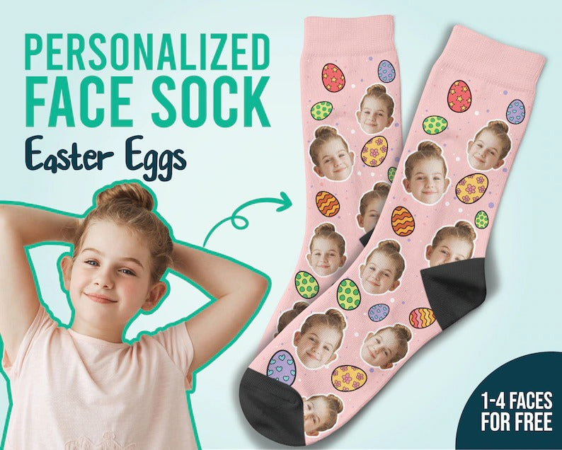 Easter Eggs Socks Custom Face Socks Custom Easter
