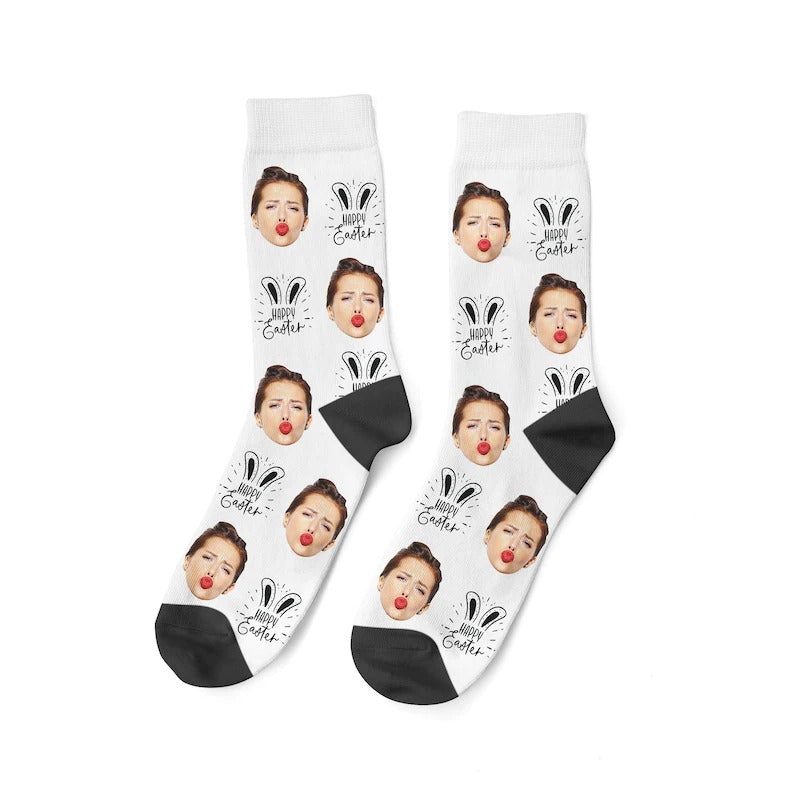 Happy Easter Day Socks Custom Face Socks Bunny