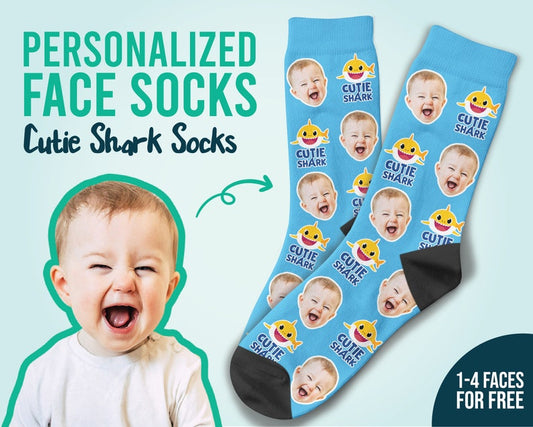 Cutie Shark Socks Custom Face Socks Baby Socks