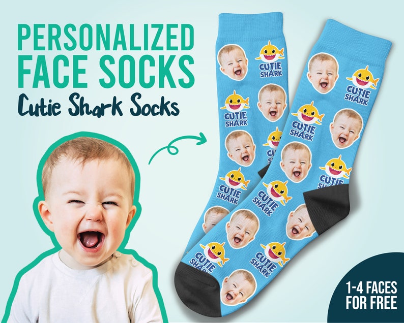 Cutie Shark Socks Custom Face Socks Baby Socks