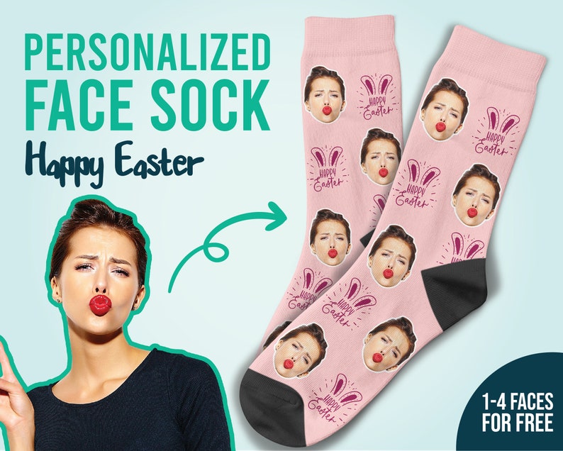 Happy Easter Day Socks Custom Face Socks Bunny