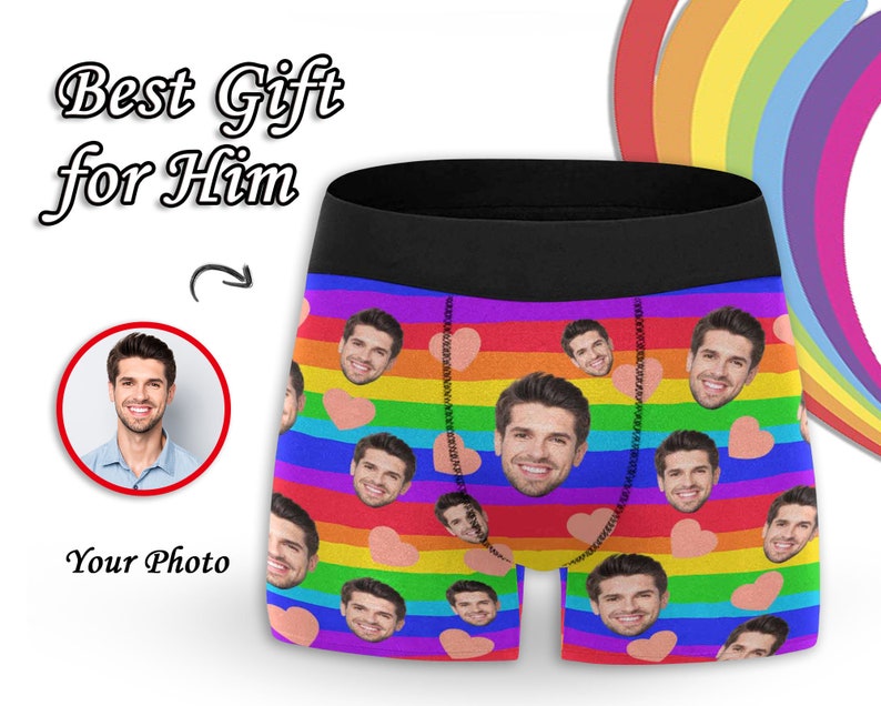 Custom Boxer Rainbow Face Boxer Gift for Boyfriend
