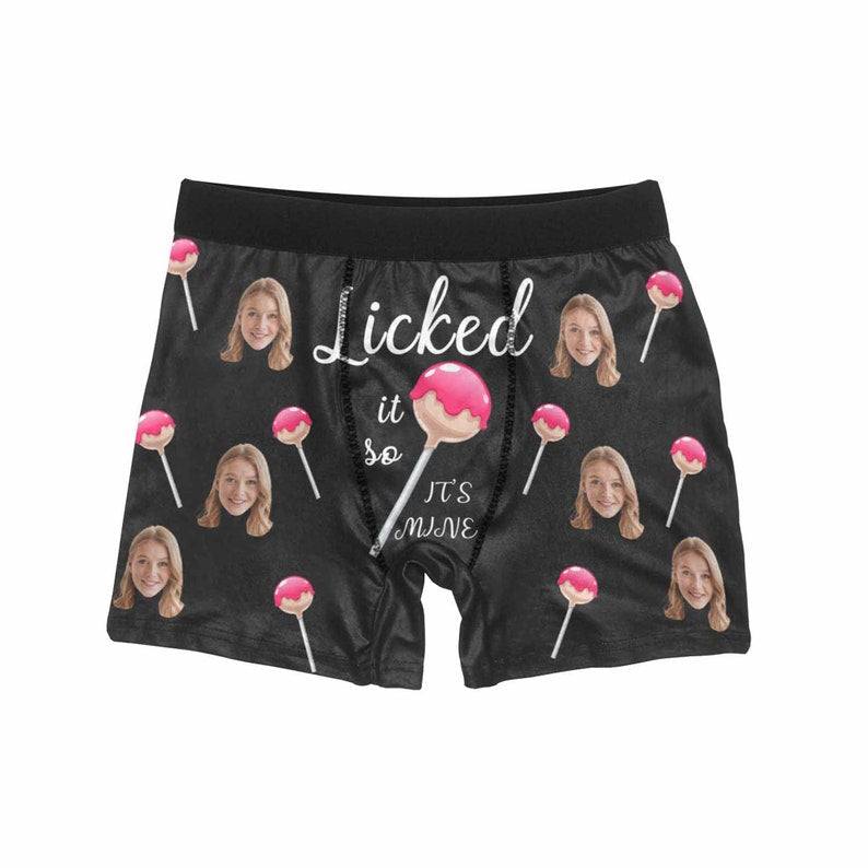 Custom I Licked it so it's Mine Boxer Personalize Underwear with Face