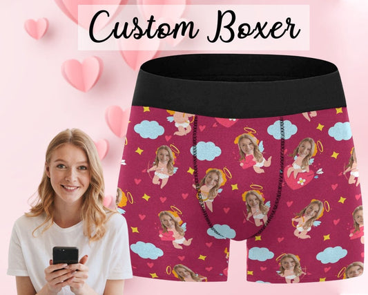 Personalized Face Cupid Men's Boxer Brief Custom