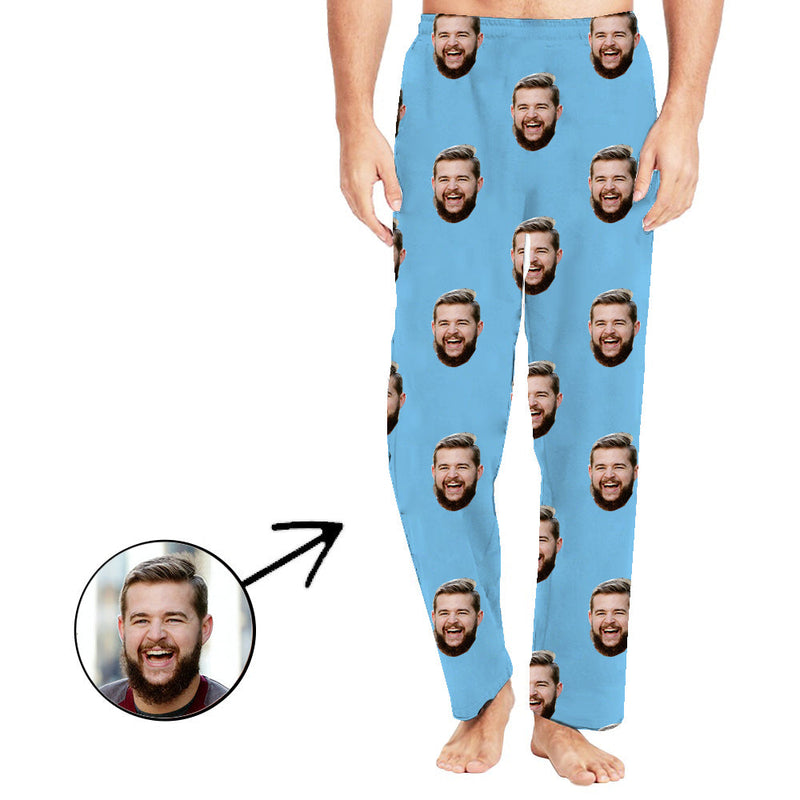 Custom Photo Pajamas Pants For Men My Loved One's Face Long Sleeve Mother's Day Gifts