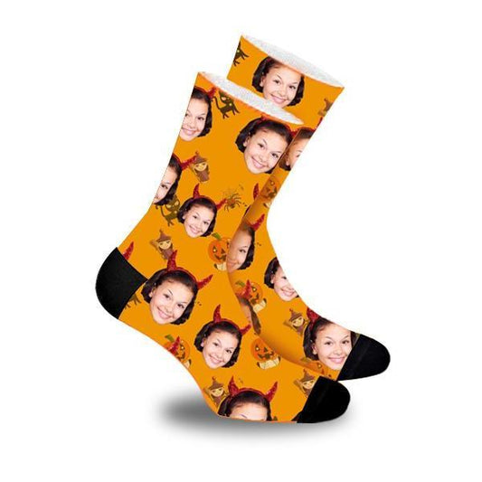 Custom Socks Pumpkin Face Photo Socks - Make Custom Gifts